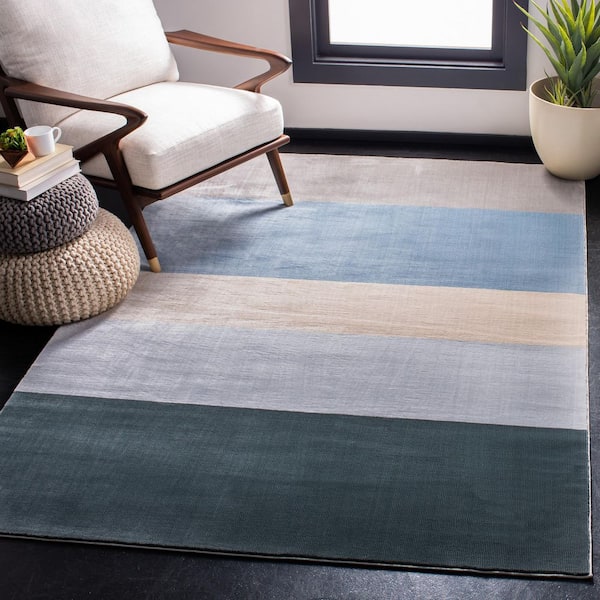 Orwell 2 ft. x 3 ft. Blue/Gray Abstract Striped Area Rug