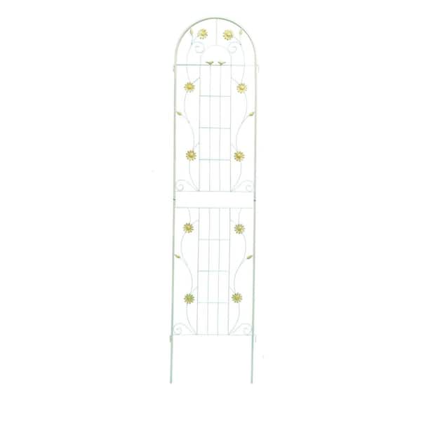 Outddor Cream White Metal 19.7 in. W x 86.7 in. H Rustproof Garden Trellis Flower Support for Climbing Plants(4-Pack)