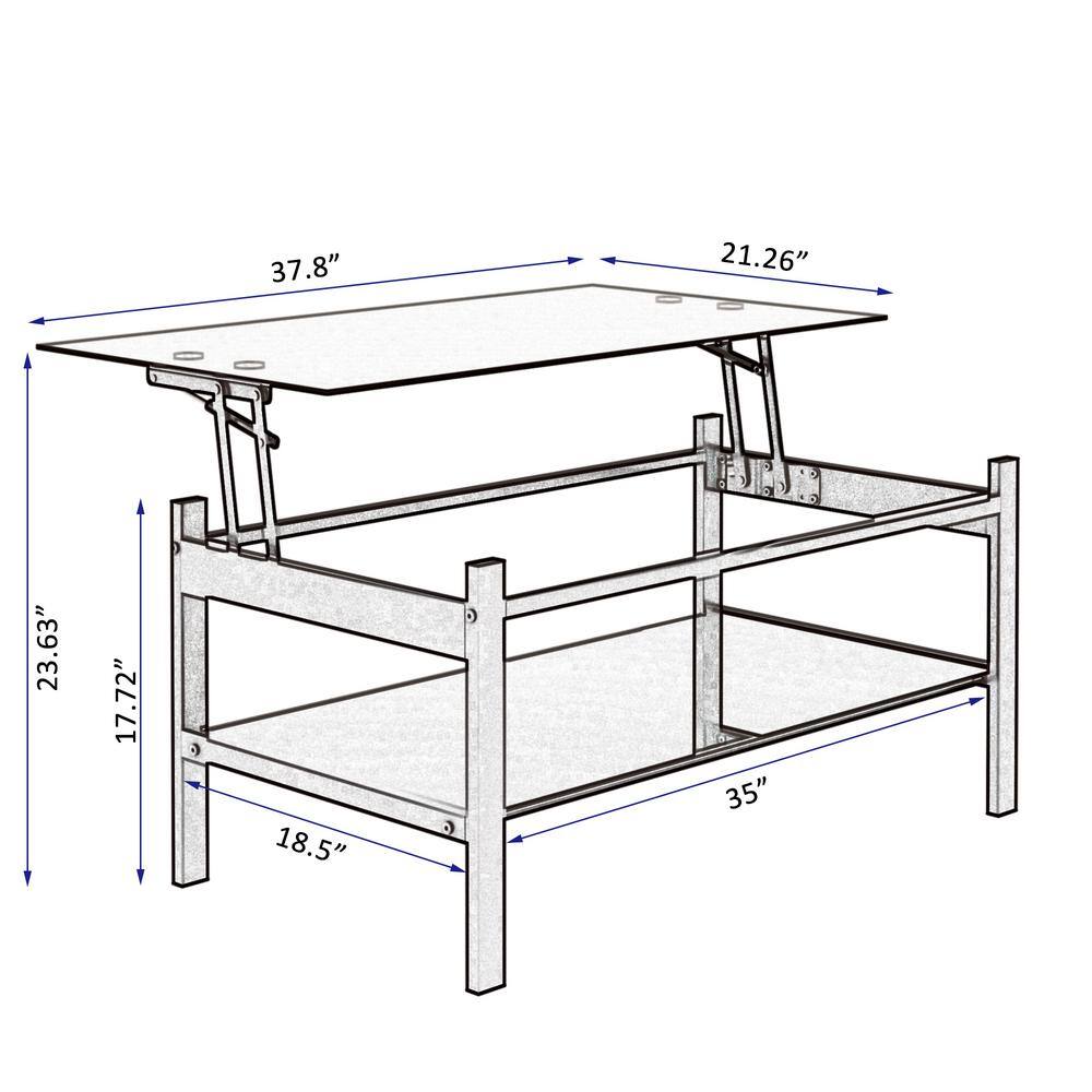 Black Glass Lift-Top Rectangular Outdoor Coffee Table