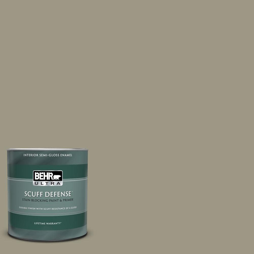 BEHR ULTRA 1 Qt. #PPU8-20 Dusty Olive Extra Durable Semi-Gloss Enamel ...