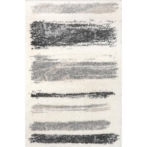 Clementine Light Gray 5 ft. x 8 ft. Abstract Shag Area Rug