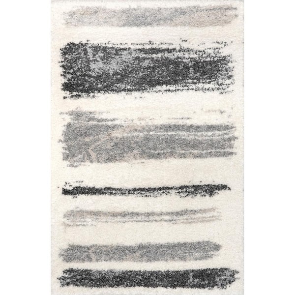 nuLOOM Clementine Light Gray 5 ft. x 8 ft. Abstract Shag Area Rug