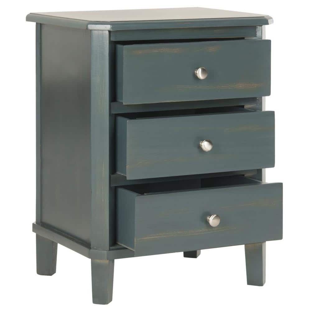 Joe Blue Teal Wood 3-Drawer End Table