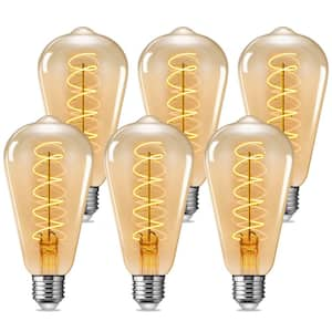 60-Watt Equivalent Vintage LED Edison Bulbs 4-Watt Antique LED Filament Bulb Warm White Non Dimmable 6-Pack