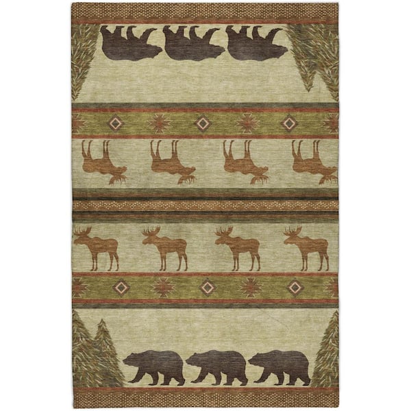 Dream Shag Premium Machine Washable Abstract ADS141 Brown 5 ft. x 7 ft. 6 in. Area Rug