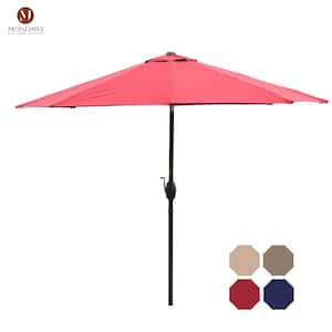 9 ft. Aluminum Market Patio Umbrella Outdoor Umbrella in Red with Push Button Tilt & Crank Lifting System