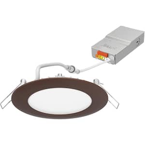 Contractor Select 4 in. Selectable CCT Ultra Slim Canless Integrated LED Oil Rubbed Bronze Recessed Light Trim