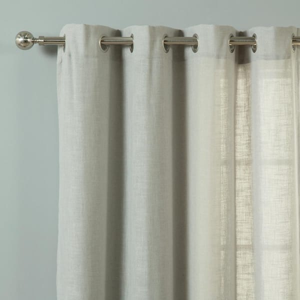 Grey Linen Linen Grommet Room Darkening Curtain - 52 in. W x 84 in