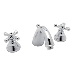 Verona 8 in. Widespread 2-Handle Bathroom Faucet with Cross Handles in Polished Chrome