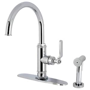 Whitaker Deck Mount Single Handle Standard Kitchen Faucet with Sprayer in Polished Chrome