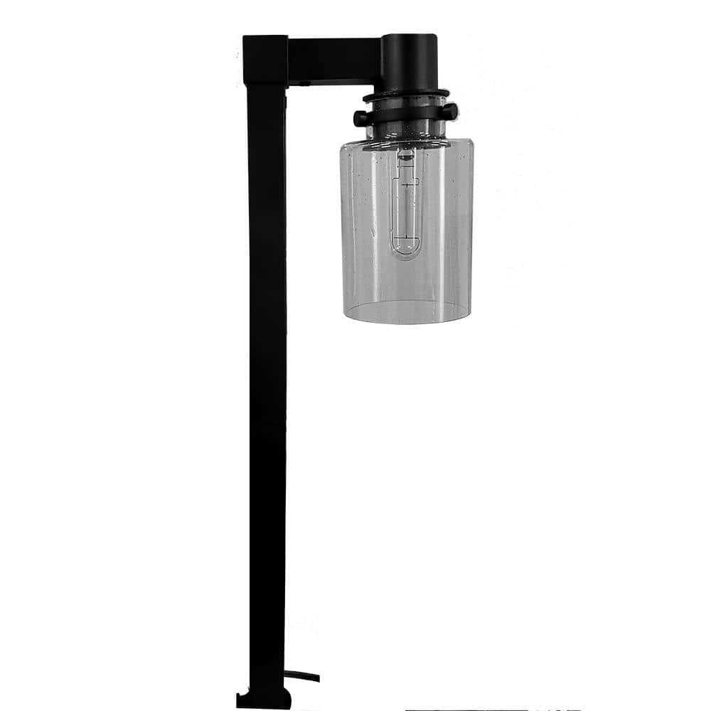 Hampton Bay Low Voltage 50 Lumens Black Integrated LED Path Light with Seeded Glass and Vintage Style Bulb; Weather/Rust Resistant