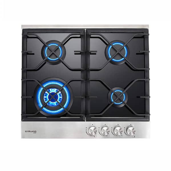 GASLAND 24 in. Built-In Gas Stove Top LPG Natural Gas Cooktop in Black Tempered Glass with 4-Sealed Burners ETL