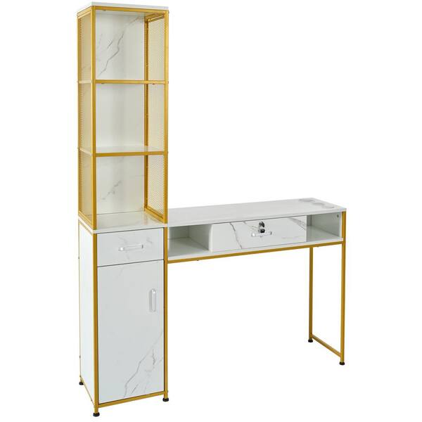 Unbranded 50.4 in. W x 13.1 in. D x 69.5 in. H White Wood Large Linen Cabinet with Drawers, Doors, Open Shelves and Holes