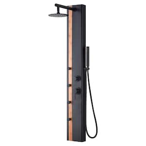 Eclipse 57 in. 4-Jet 1.8 GPM Shower Panel System with Handshower in Matte Black and Bamboo