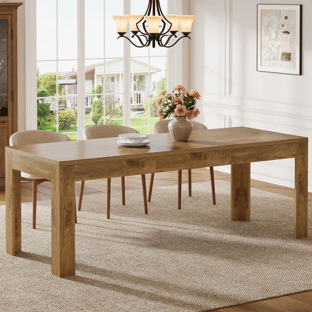 Roesler Brown Engineered Wood 79 in. 4 Legs Base Dining Table, Large Farmhouse Rectangle Wood Dinner Table Seats 6-8 price history on PriceWatchPro