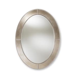 Large Oval Antique Silver Contemporary Mirror (48 in. H x 36 in. W)