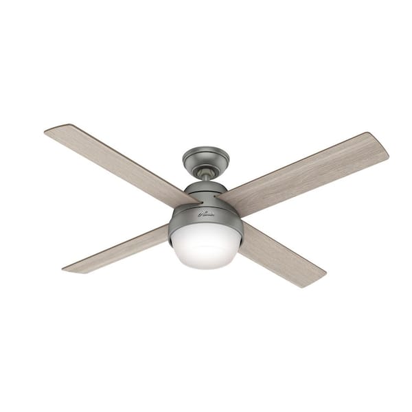 Hunter Marietta 52 In Led Indoor Matte Silver Ceiling Fan With Light And Remote Control 50039 The Home Depot - Can You Add A Remote To Hunter Ceiling Fan