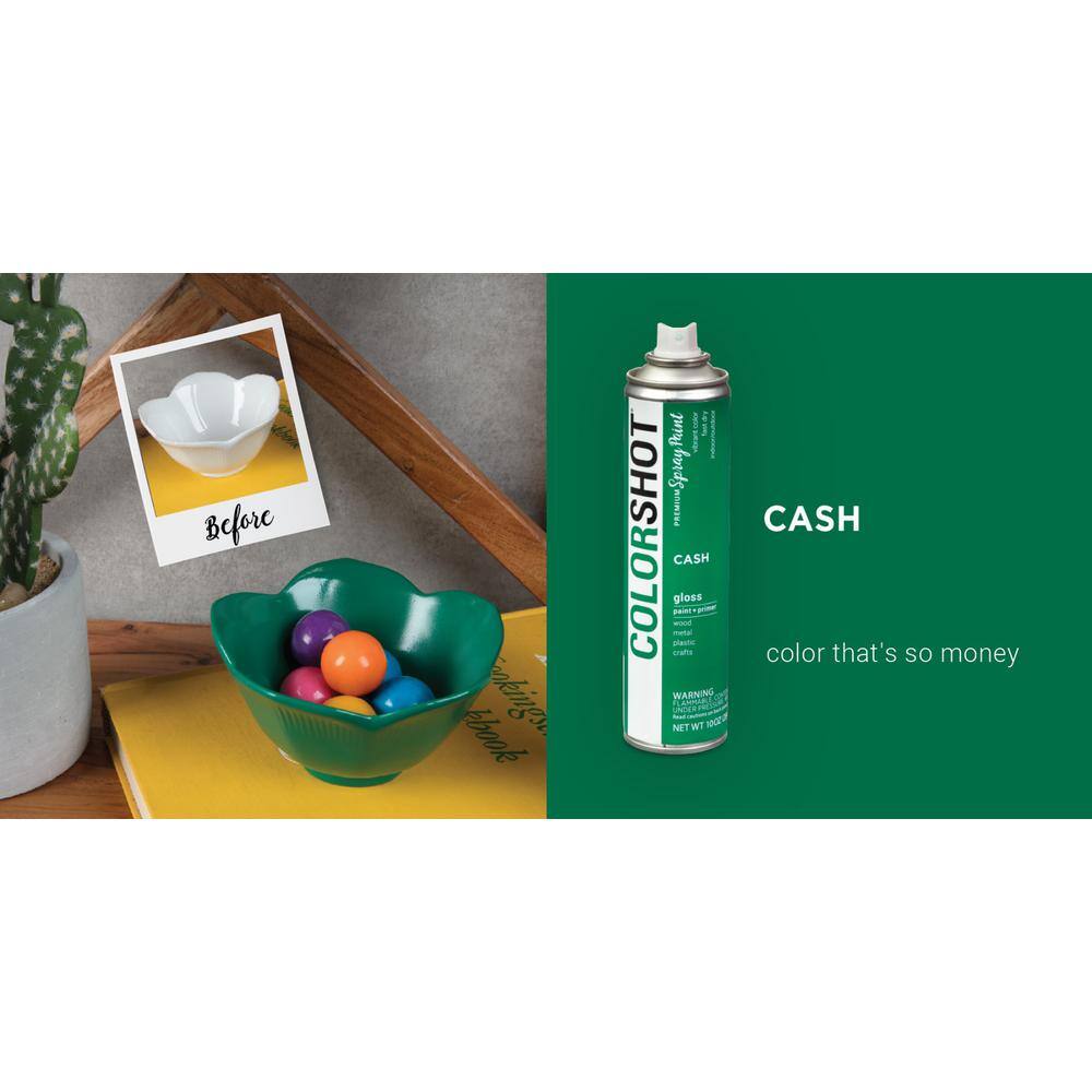 Colorshot 10 Oz Gloss Cash Green General Purpose Aerosol Spray Paint 42646 The Home Depot