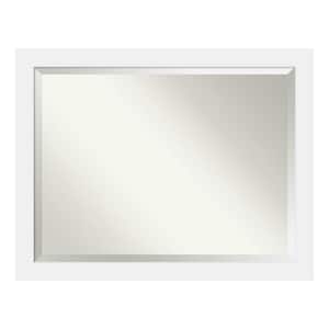 Medium Rectangle Satin White Modern Mirror (35.13 in. H x 45.13 in. W)