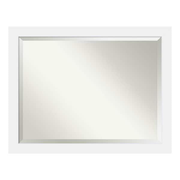 Amanti Art Medium Rectangle Satin White Modern Mirror (35.13 in. H x 45.13 in. W)