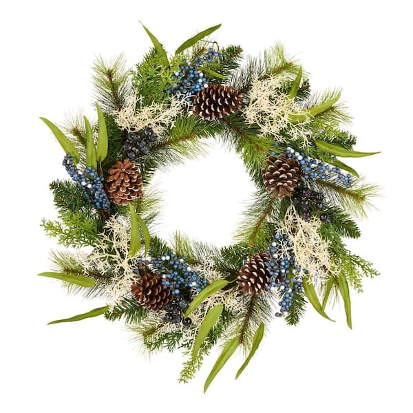 24 in, Unlit, Blueberry Fields Artificial Christmas Wreath