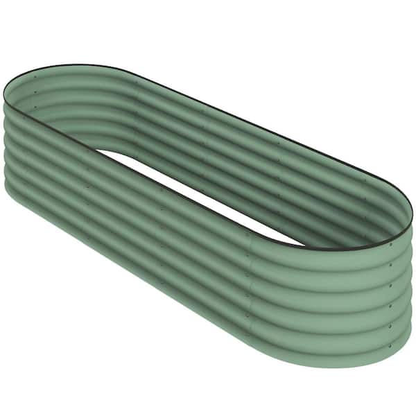 Jushua 76.8 in. x 23.5 in. x 16.5 in. Outdoor Galvanized Steel Raised Garden Bed Kit with Safety Edging, Stock Tank, Green