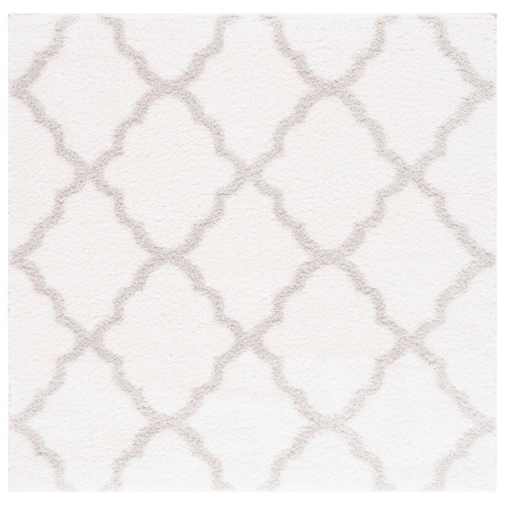 Silver Diamond Pattern Rug SAFAVIEH Tahoe Shag 7 ft. x 7 ft. White/Silver Trellis Diamond Square ...