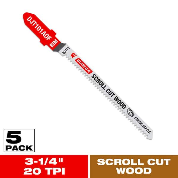 DIABLO 3-1/4 in. 20 TPI BiMetal T-Shank Jig Saw Blades for Scroll Cuts in Wood (5-Pack)