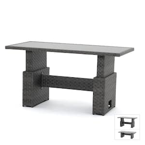 Wicker Grey Outdoor Patio Lift Dining Table