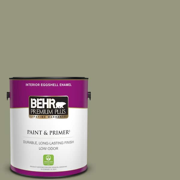 BEHR PREMIUM PLUS 1 gal. #S380-5 Milkweed Pod Eggshell Enamel Low Odor Interior Paint & Primer