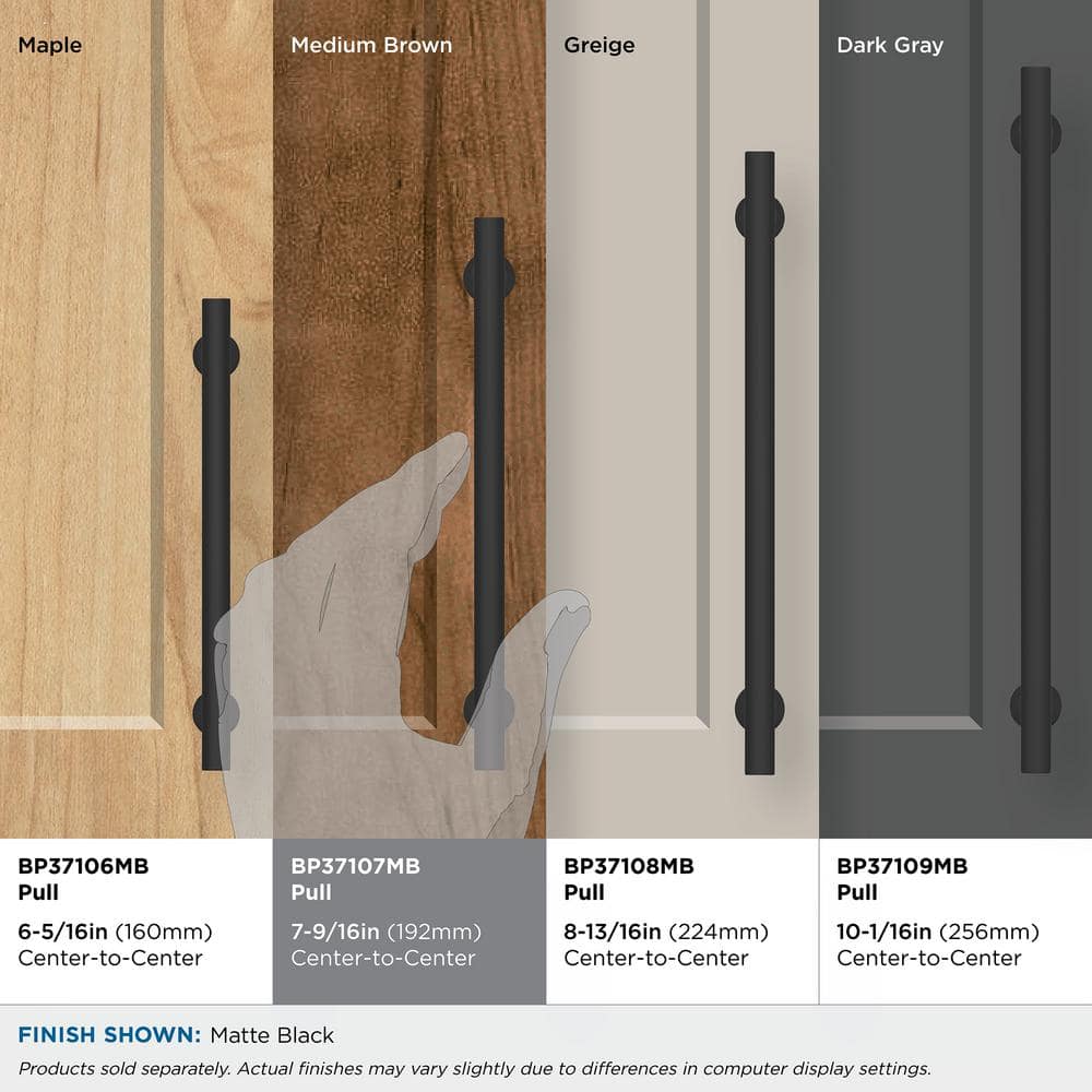 Matte Black 7-9/16 Inch Modern Cabinet Pull with Mounting Hardware