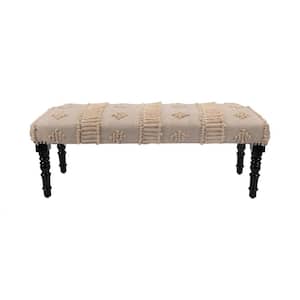 Amelia Cream 47 in. 100% Cotton Bedroom Bench Backless Upholstered