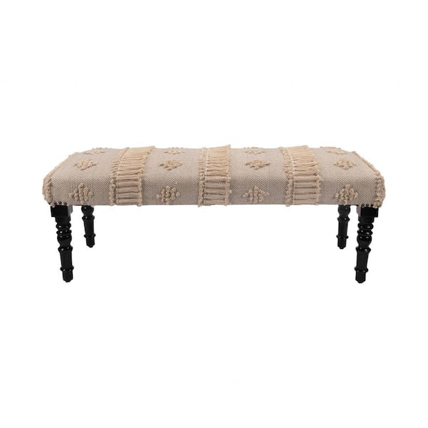 HomeRoots Amelia Cream 47 in. 100% Cotton Bedroom Bench Backless Upholstered
