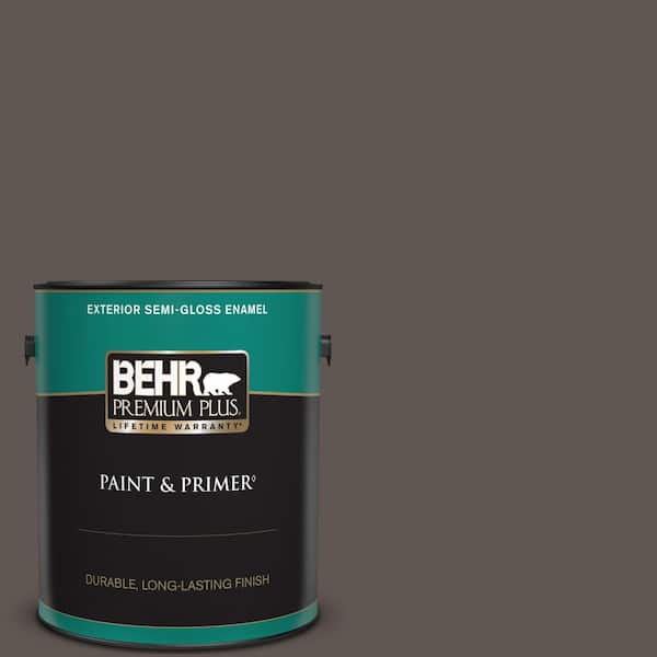 BEHR PREMIUM PLUS 1 gal. #N140-7 Timber Brown Semi-Gloss Enamel Exterior Paint & Primer