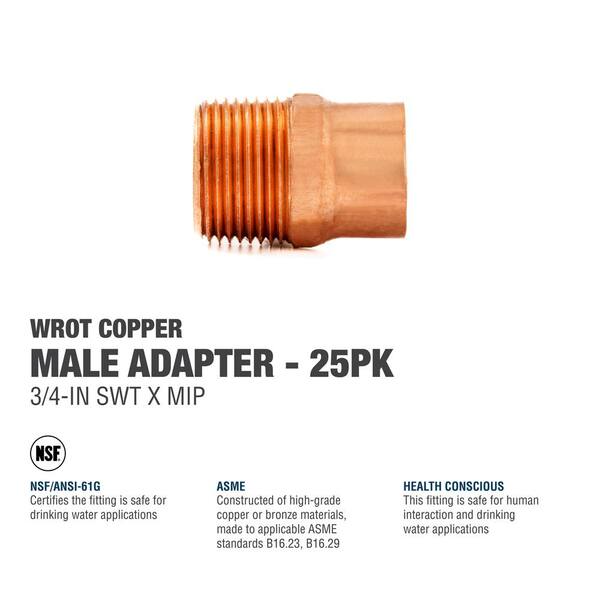 Everbilt 3/4 in. Copper Pressure Cup X MPT Adapter Fitting Pro