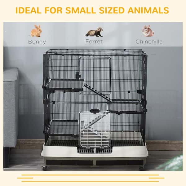 Mand Verscherpen Verrassend genoeg PawHut Rolling Small Animal Rabbit Cage for Bunny, Guinea Pig, Chinchillas,  & Gerbils with a Large Living Space - 43 in. H D51-160 - The Home Depot