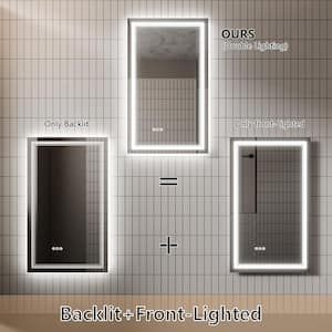 40 in. W x 24 in. H Rectangular Frameless Anti-Fog Front, Back LED Color-Adjustment Wall Bathroom Vanity Mirror in White