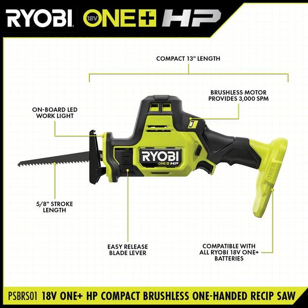 RYOBI ONE+ HP 18V Brushless Cordless Compact One-Handed