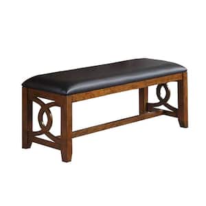 16 in. Black and Brown Backless Bedroom Bench with Faux Leather
