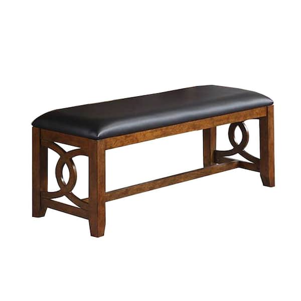 Benjara 16 in. Black and Brown Backless Bedroom Bench with Faux Leather