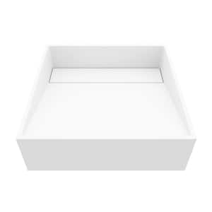 Starr Modern White Matte Stone 15 in. L x 15 in. W x 5 in. H Square Vessel Bathroom Sink