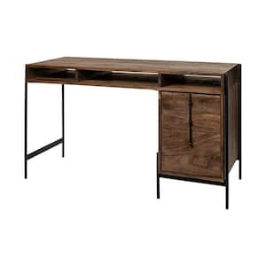 Glenn VII 55.5 in. W Brown Wooden 3-Drawer Rectangular Writing Office Desk