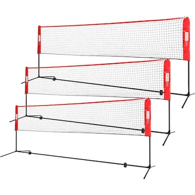 Portable 17 ft. H Adjustable Outdoor Badminton Net Set with Stand and Carry Bag