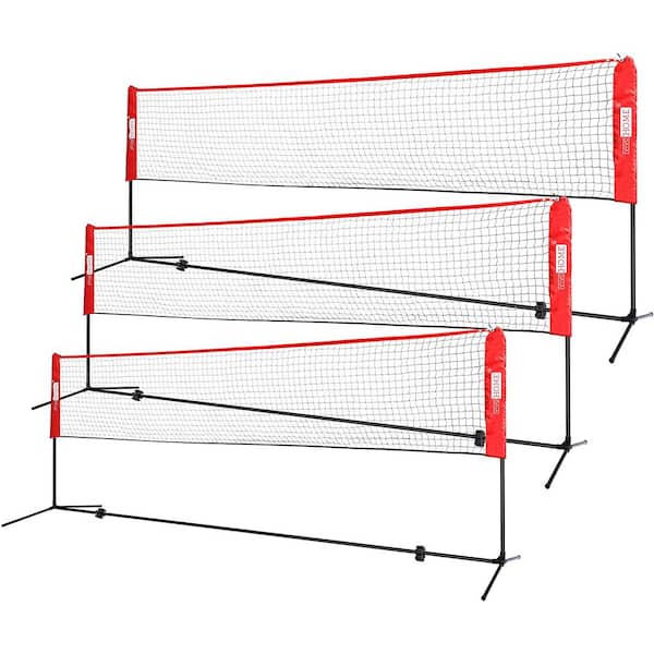VIVOHOME Portable 17 ft. H Adjustable Outdoor Badminton Net Set with Stand and Carry Bag