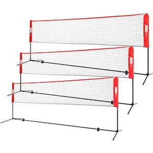 Portable 14 ft. H Adjustable Outdoor Badminton Net Set with Stand and Carry Bag