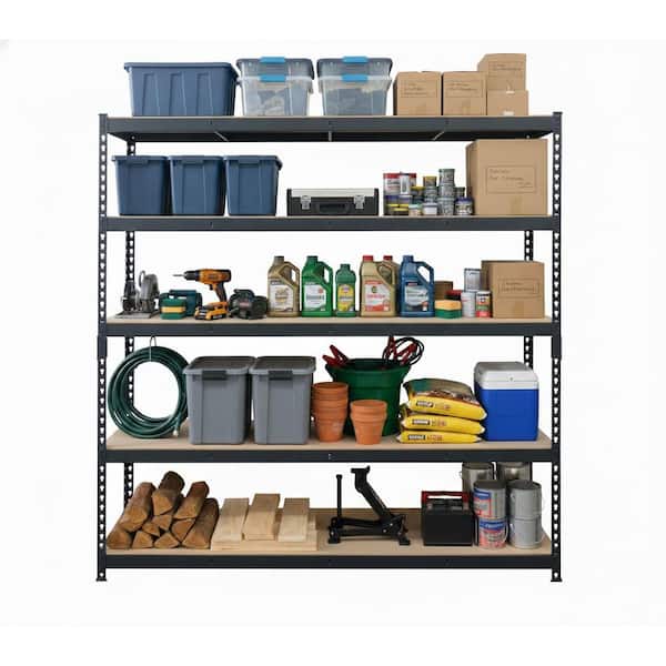 AR SHELVING Black Label 5-Tier Powder-Coated Steel Storage