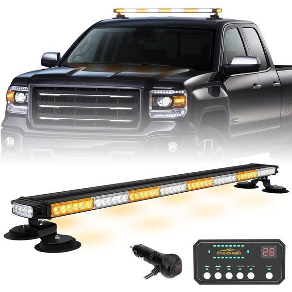 54 LED Amber Flashing Emergency Warning Light Bar, 26.18" Double-Sided Strobe For Rooftop