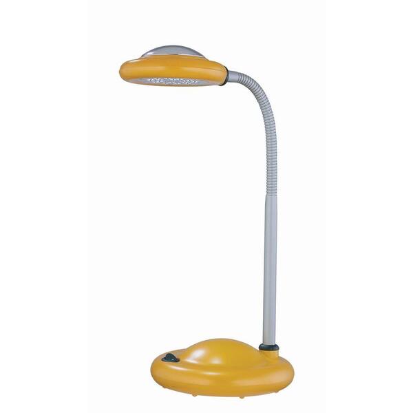 Illumine Designer Collection 16 in. Silver Desk Lamp with Yellow Acrylic Shade