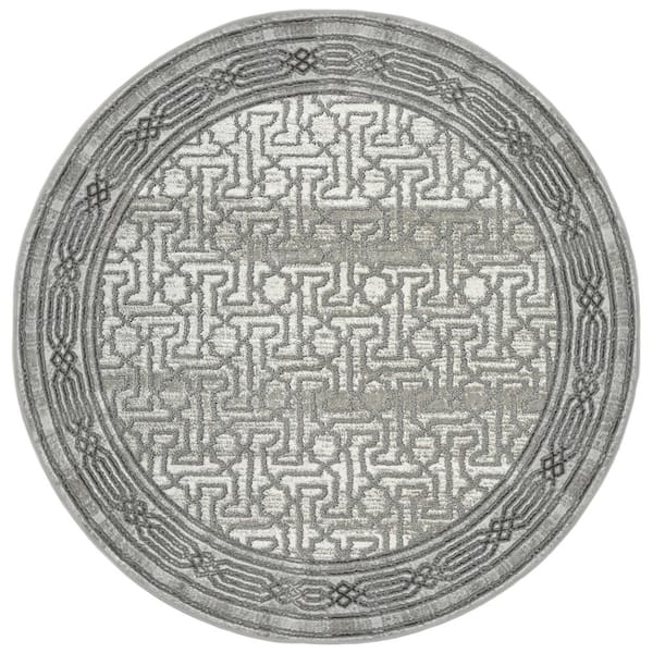 Davide 1231 Transitional Bordered Grey 8 ft. x 8 ft. Round Area Rug