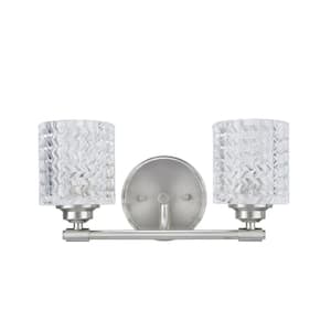 2-Light Brushed Nickel Vanity Light with Clear Glass Shade